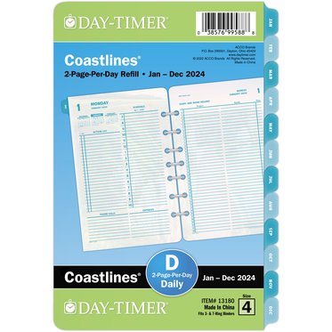 Coastlines 2-Page-Per-Day Diary Refill with Storage Set