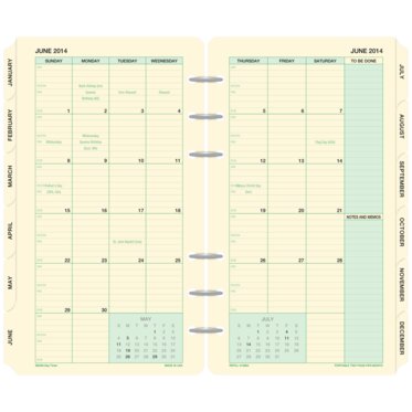 Traditional Green 2-Page-Per-Month Tabbed Calendars