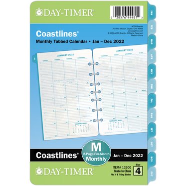 Coastlines 2-Page-Per-Month Monthly Tabbed Calendars