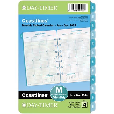Coastlines 2-Page-Per-Month Monthly Tabbed Calendars