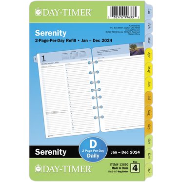 Serenity 2-Page-Per-Day Diary Refill with Storage Set