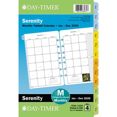 Serenity 2-Page-Per-Month Monthly Tabbed Calendars