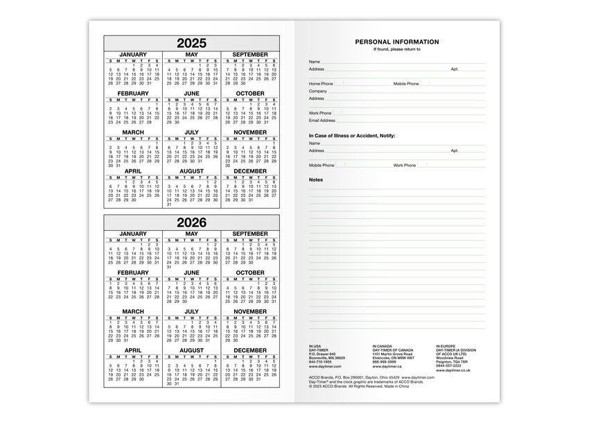 Daytimer UK Diary Refills Advance Planner Pocket Size Daytimer uk diary refills advance planner pocket size